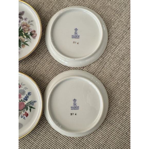AK Kaiser Germany Porcelain 374 Floral Plate Dish Coaster 4 Inch Set Of 6 - Picture 5 of 5